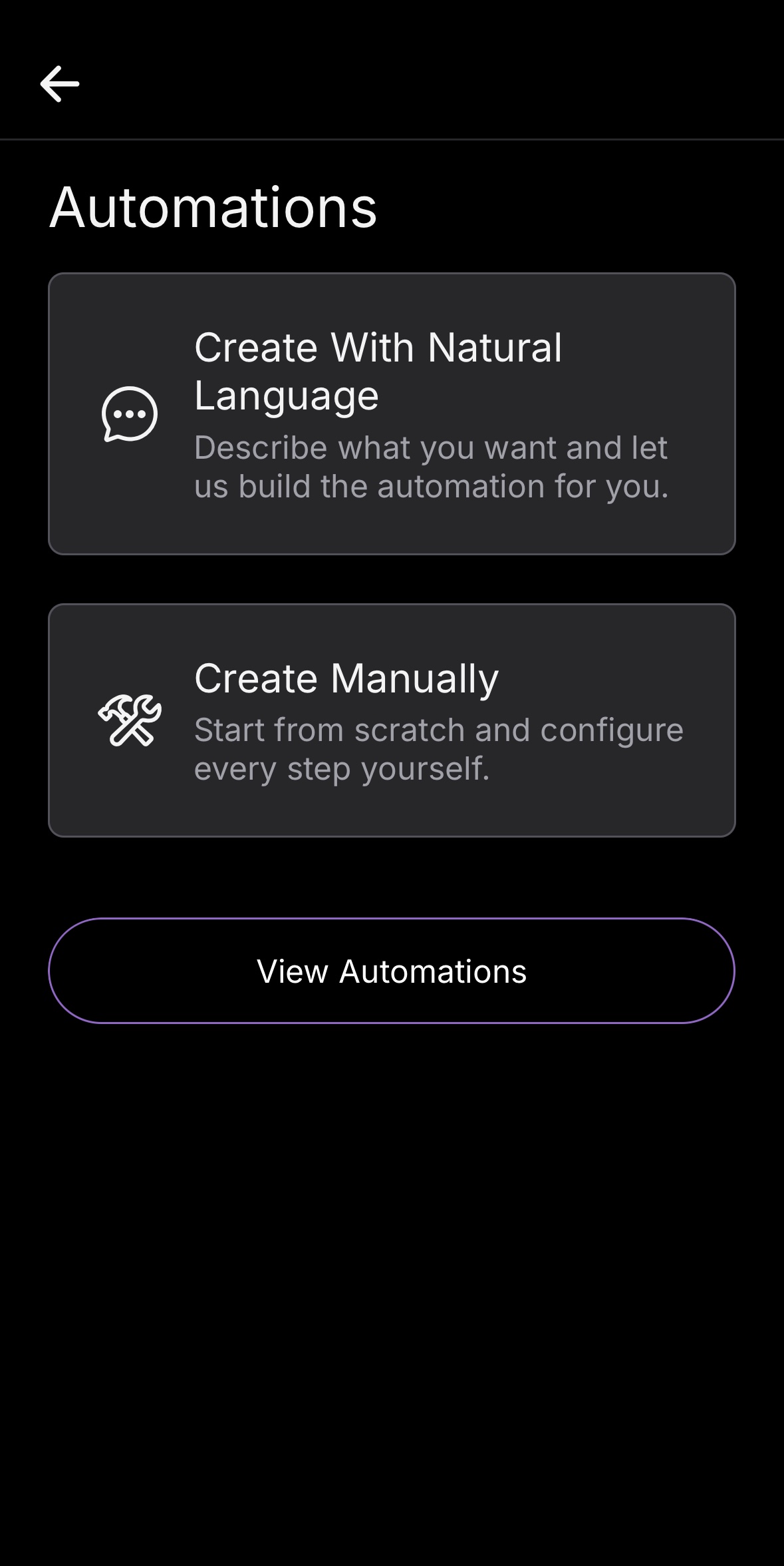 Automations side panel
